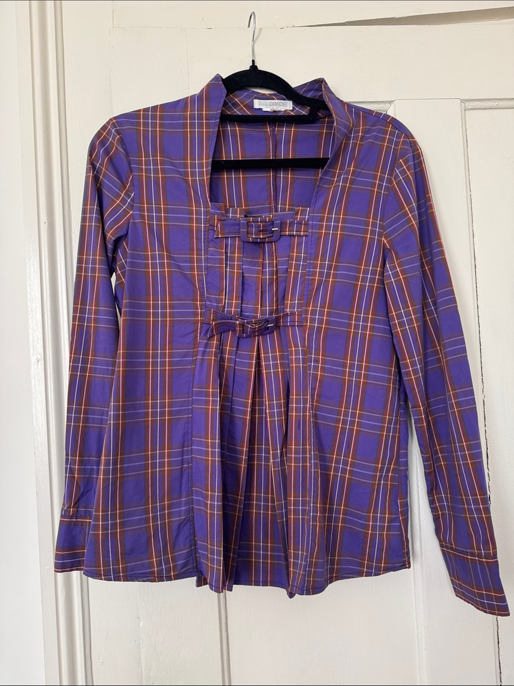 Vintage Naracamicie Purple Plaid Tuxedo Shirt